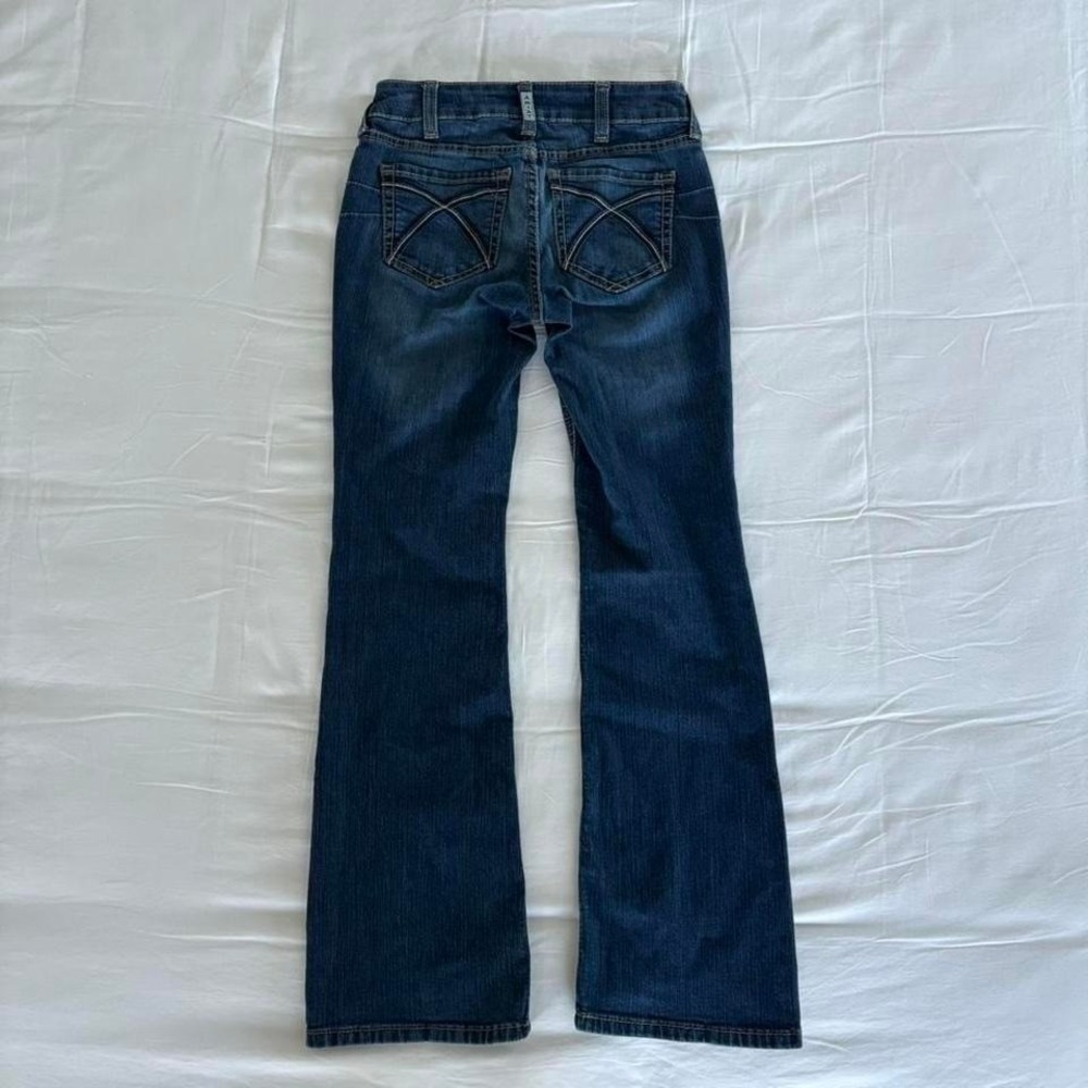 Ariat R.E.A.L. Denim Blue Bootcut jeans with black and white paisley interior - Picture 6 of 7